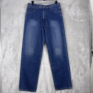Nautica Jeans Co‎ Mens 36x34 Blue Dark Wash Cotton Relaxed Baggy Denim